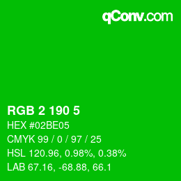 Farbcode: RGB 2 190 5 | qconv.com