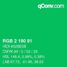 Color code: RGB 2 190 91 | qconv.com