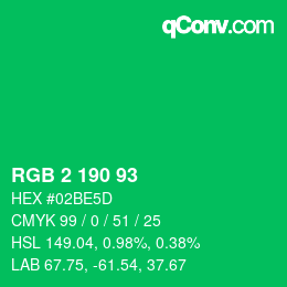 Color code: RGB 2 190 93 | qconv.com