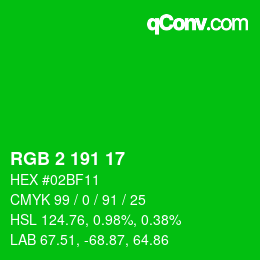 Color code: RGB 2 191 17 | qconv.com