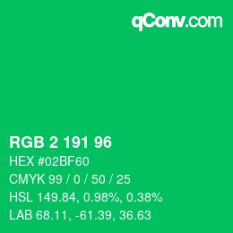 Color code: RGB 2 191 96 | qconv.com