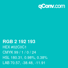 カラーコード: RGB 2 192 193 | qconv.com