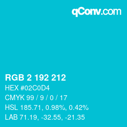 カラーコード: RGB 2 192 212 | qconv.com