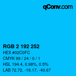 Color code: RGB 2 192 252 | qconv.com