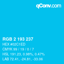 Color code: RGB 2 193 237 | qconv.com