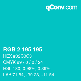 Color code: RGB 2 195 195 | qconv.com