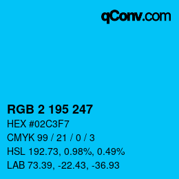Color code: RGB 2 195 247 | qconv.com