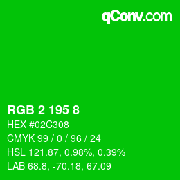 カラーコード: RGB 2 195 8 | qconv.com