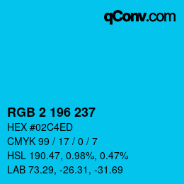 Color code: RGB 2 196 237 | qconv.com