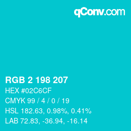 Color code: RGB 2 198 207 | qconv.com