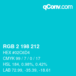 Color code: RGB 2 198 212 | qconv.com