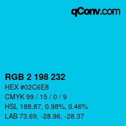 カラーコード: RGB 2 198 232 | qconv.com