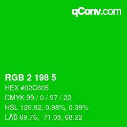 Color code: RGB 2 198 5 | qconv.com