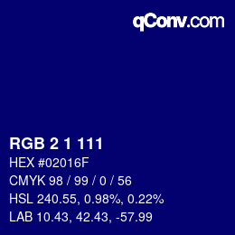 カラーコード: RGB 2 1 111 | qconv.com