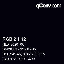 カラーコード: RGB 2 1 12 | qconv.com