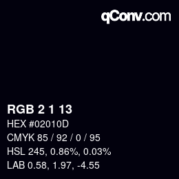 Color code: RGB 2 1 13 | qconv.com