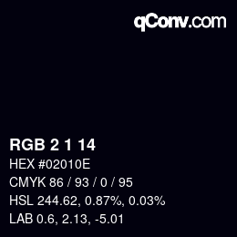 Color code: RGB 2 1 14 | qconv.com