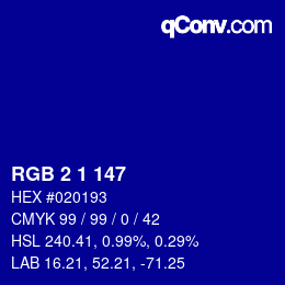 颜色代码: RGB 2 1 147 | qconv.com