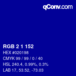 Color code: RGB 2 1 152 | qconv.com