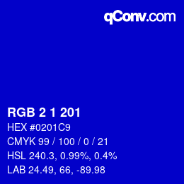 Color code: RGB 2 1 201 | qconv.com