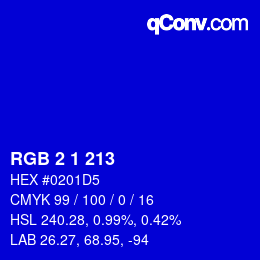 カラーコード: RGB 2 1 213 | qconv.com