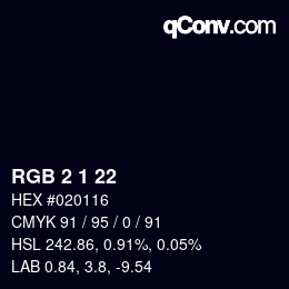 Color code: RGB 2 1 22 | qconv.com