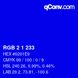 Farbcode: RGB 2 1 233 | qconv.com