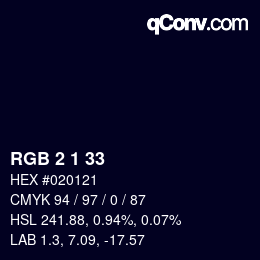 Color code: RGB 2 1 33 | qconv.com