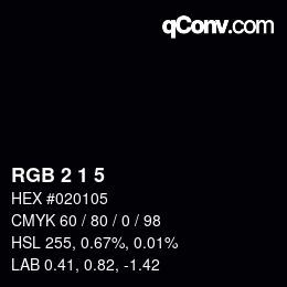 カラーコード: RGB 2 1 5 | qconv.com