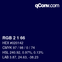 颜色代码: RGB 2 1 66 | qconv.com
