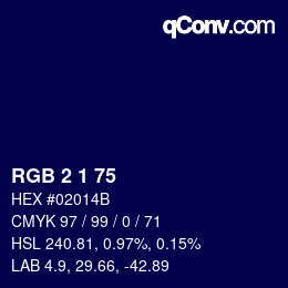 カラーコード: RGB 2 1 75 | qconv.com