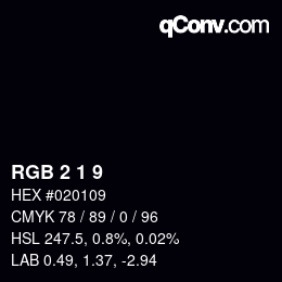カラーコード: RGB 2 1 9 | qconv.com