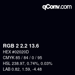 カラーコード: RGB 2 2.2 13.6 | qconv.com