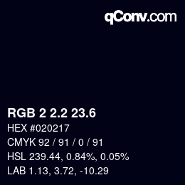 カラーコード: RGB 2 2.2 23.6 | qconv.com