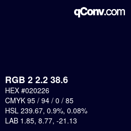 カラーコード: RGB 2 2.2 38.6 | qconv.com