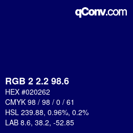 カラーコード: RGB 2 2.2 98.6 | qconv.com