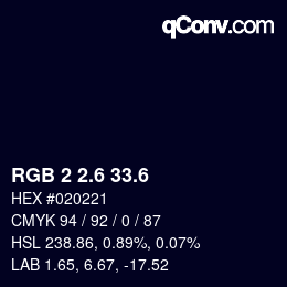 カラーコード: RGB 2 2.6 33.6 | qconv.com