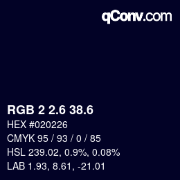カラーコード: RGB 2 2.6 38.6 | qconv.com