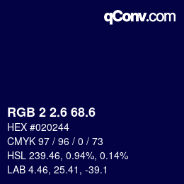 カラーコード: RGB 2 2.6 68.6 | qconv.com