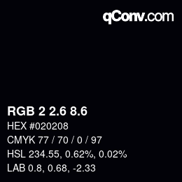 カラーコード: RGB 2 2.6 8.6 | qconv.com