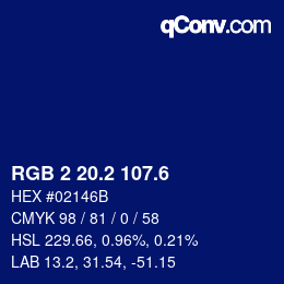 カラーコード: RGB 2 20.2 107.6 | qconv.com