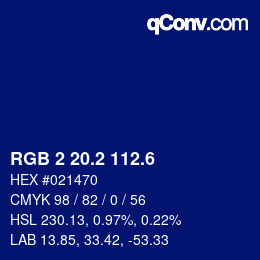 カラーコード: RGB 2 20.2 112.6 | qconv.com