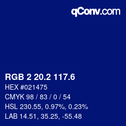 カラーコード: RGB 2 20.2 117.6 | qconv.com