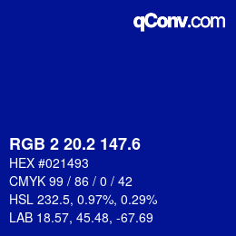 カラーコード: RGB 2 20.2 147.6 | qconv.com