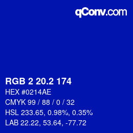 カラーコード: RGB 2 20.2 174 | qconv.com