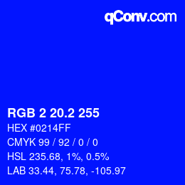 カラーコード: RGB 2 20.2 255 | qconv.com