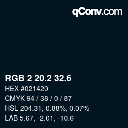 カラーコード: RGB 2 20.2 32.6 | qconv.com