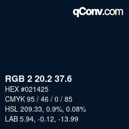 カラーコード: RGB 2 20.2 37.6 | qconv.com