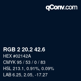 カラーコード: RGB 2 20.2 42.6 | qconv.com