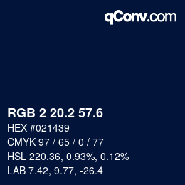 カラーコード: RGB 2 20.2 57.6 | qconv.com
